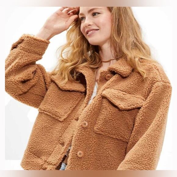 American Eagle Cropped Sherpa Jacket - Picture 1 of 7